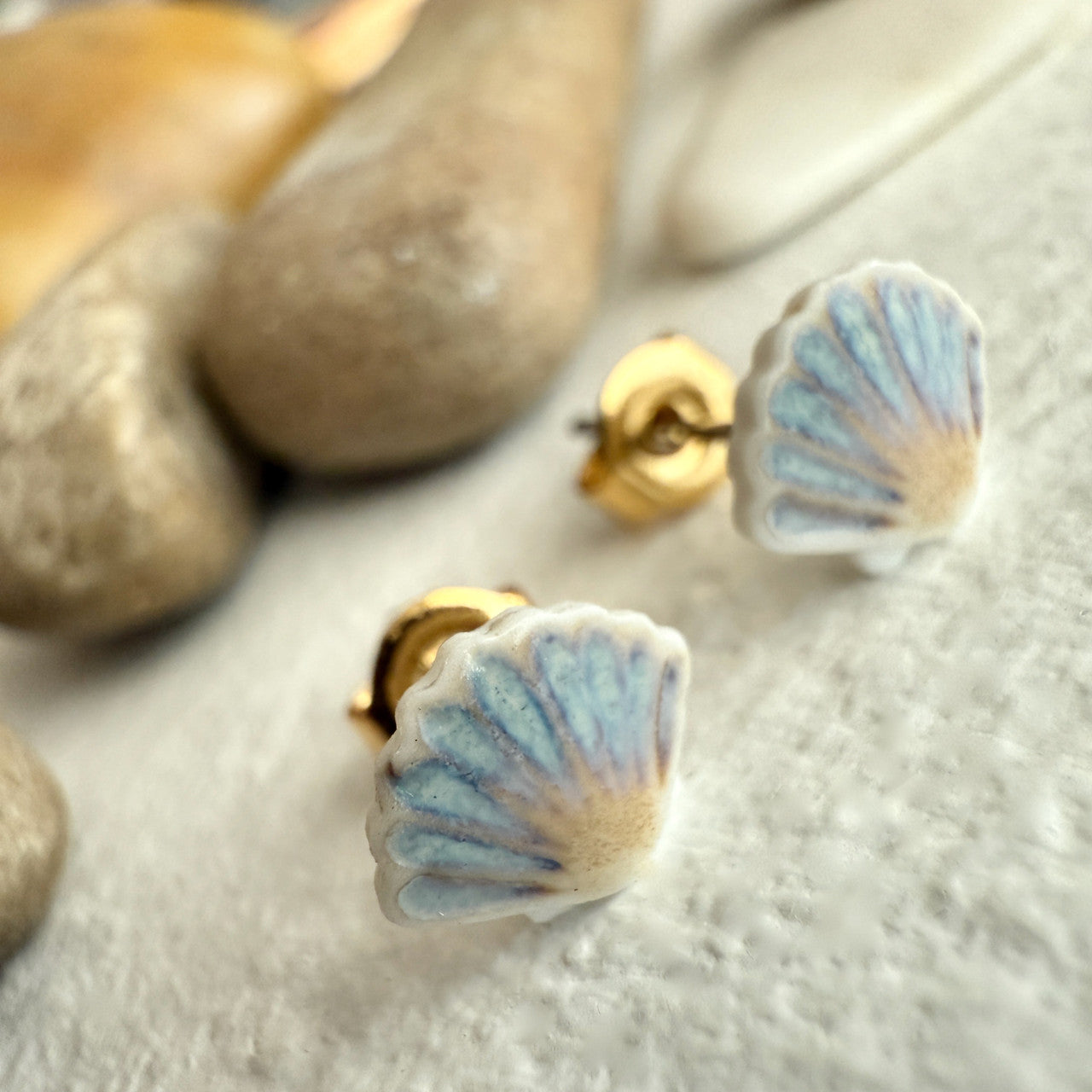 Orinoco Porcelain Sea Shell Stud Earrings