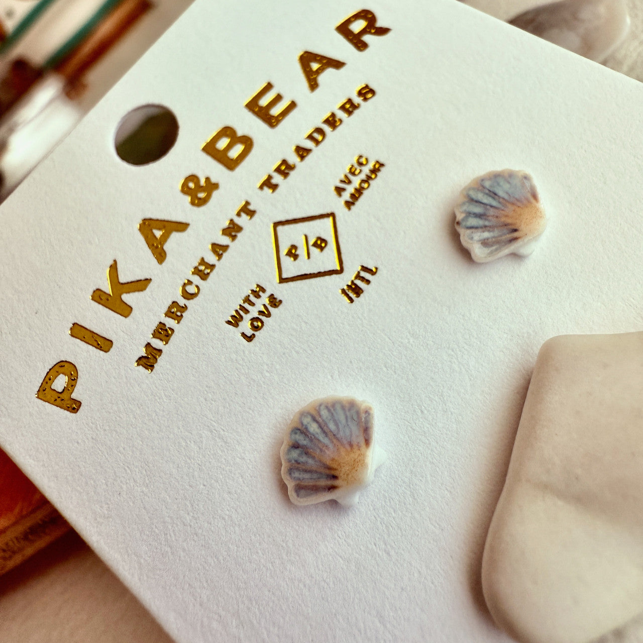 Orinoco Porcelain Sea Shell Stud Earrings