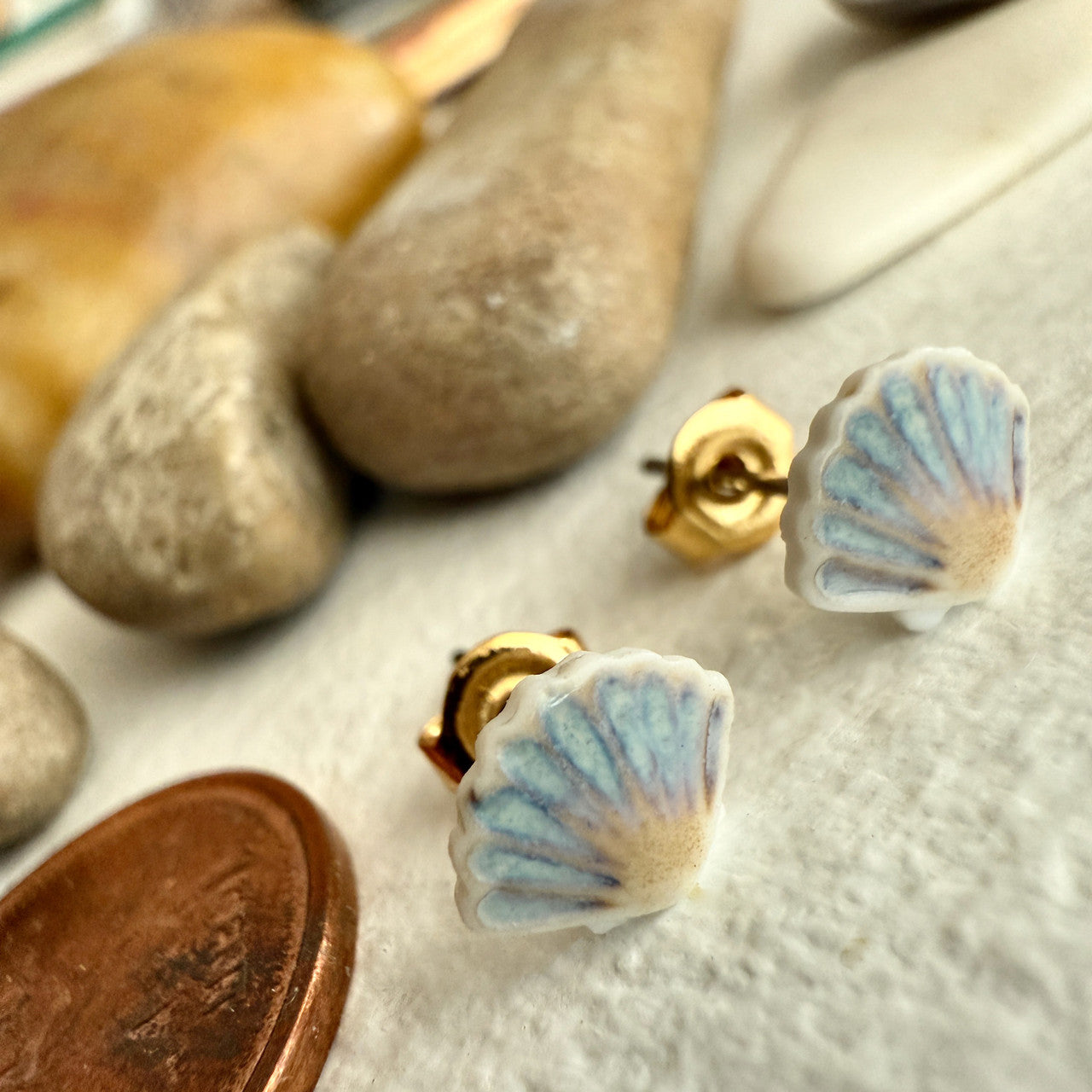 Orinoco Porcelain Sea Shell Stud Earrings