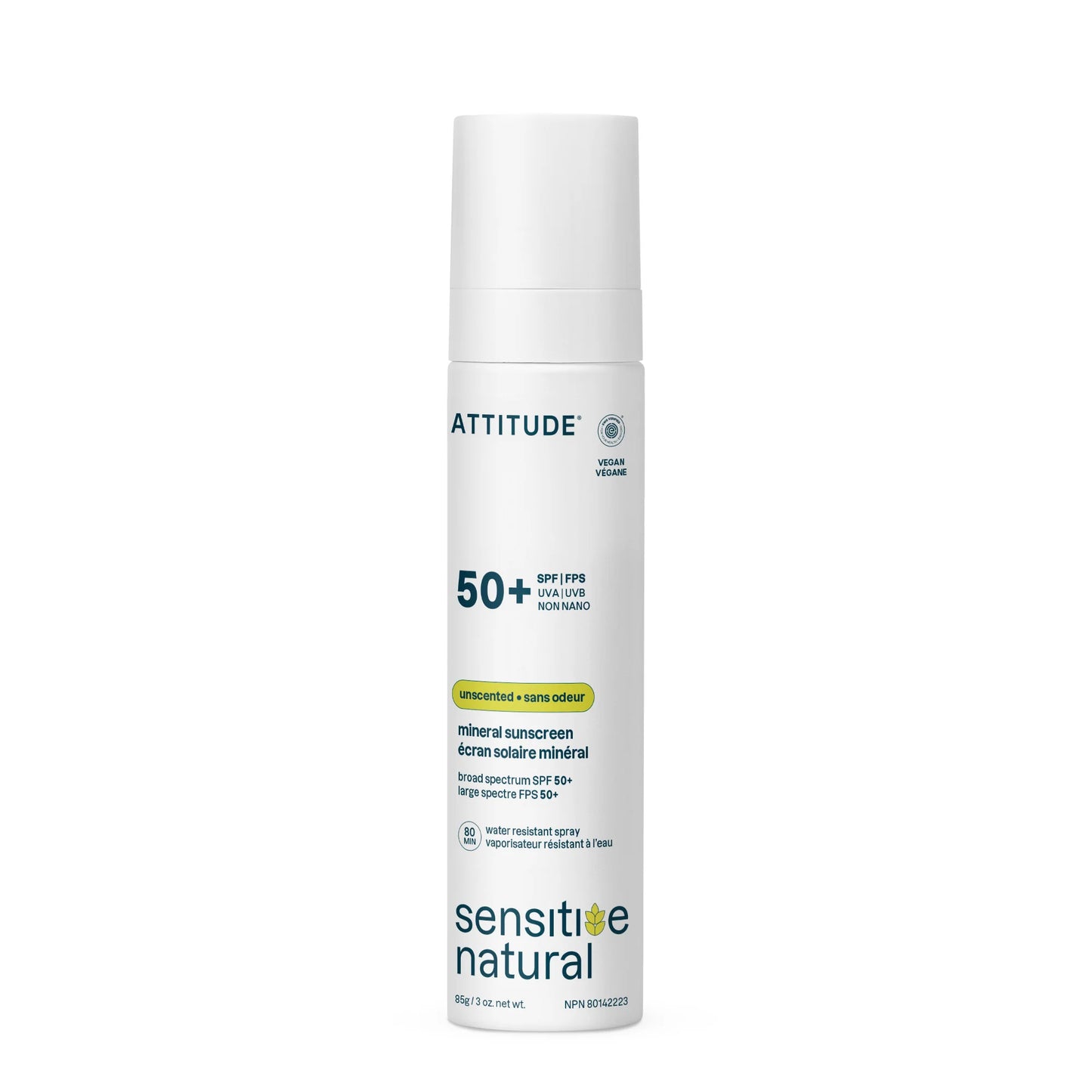 Face & Body Sunscreen Spray - SPF 50 Sensitive Skin - Unscented