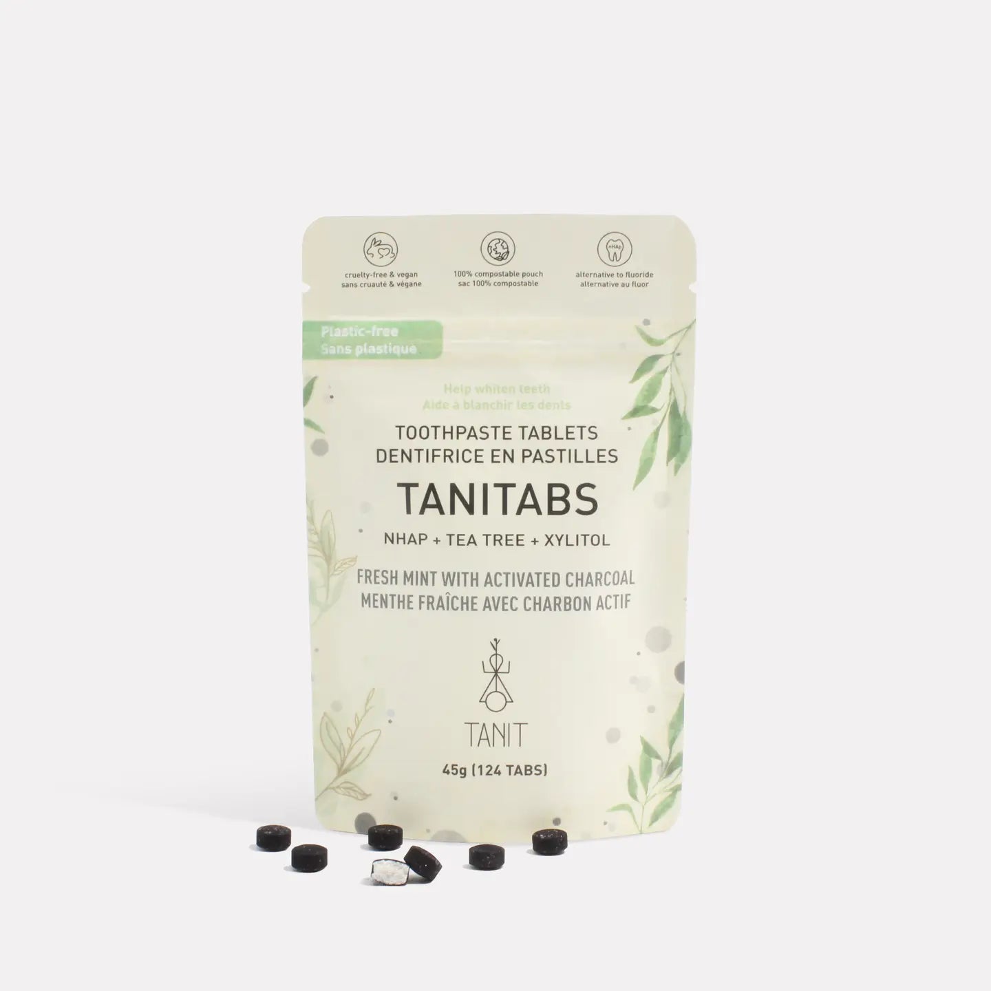 Fresh Mint with Activated Charcoal - Solid Toothpaste Tabs - 2-month supply REFILL