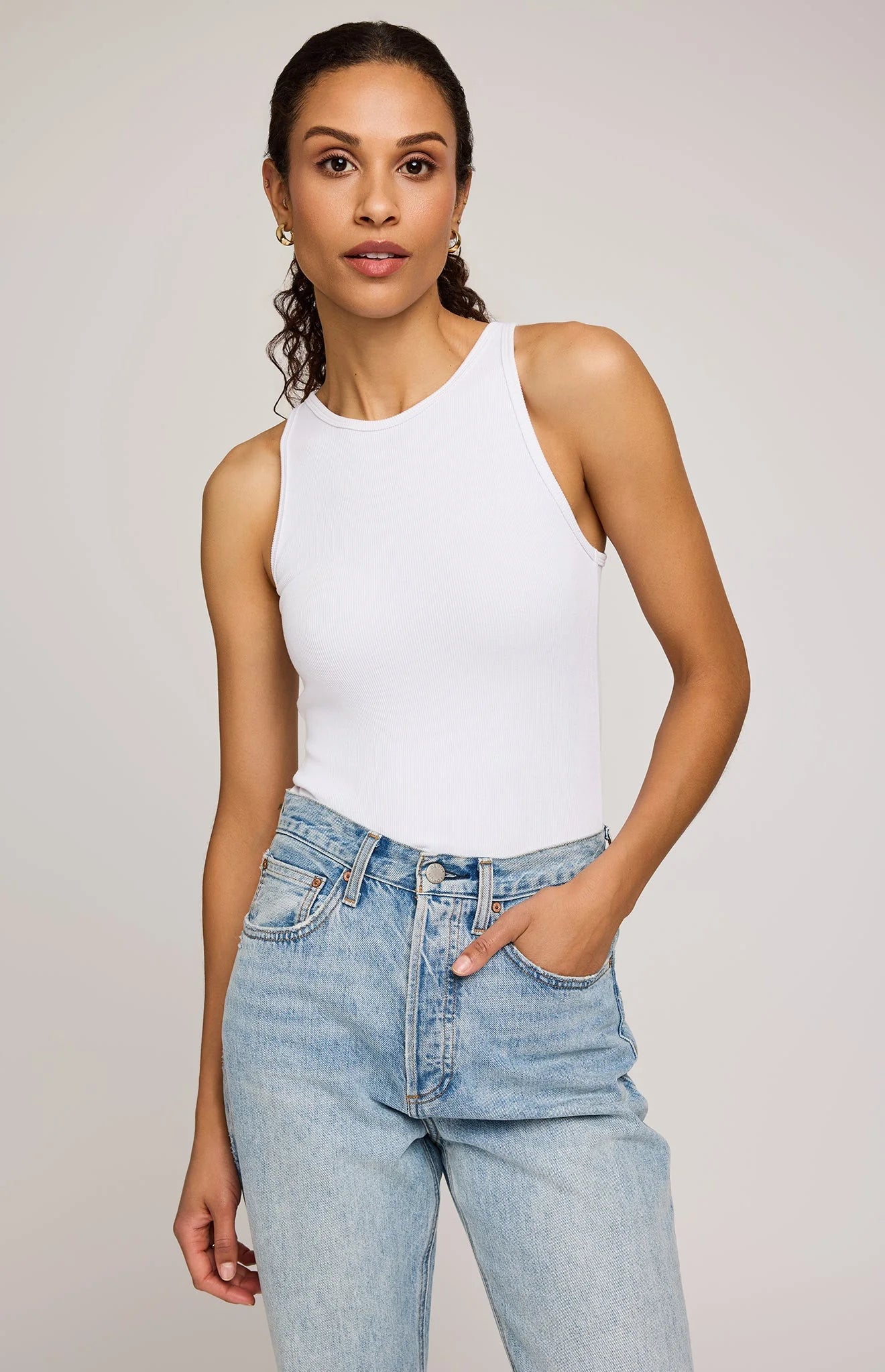 Ronan Ribbed Tank - White