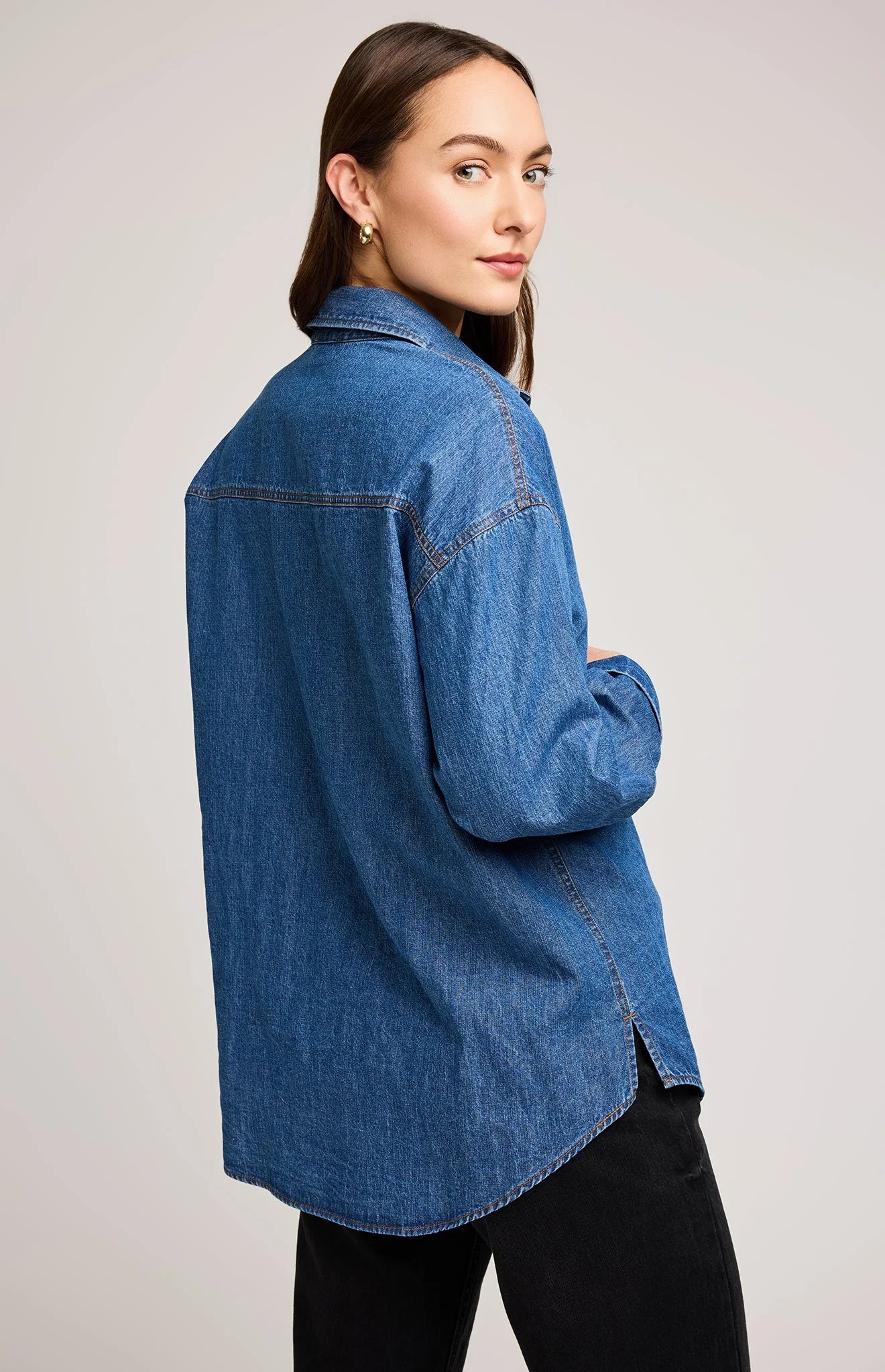 Whitney Denim Button Down Shirt - Medium Wash