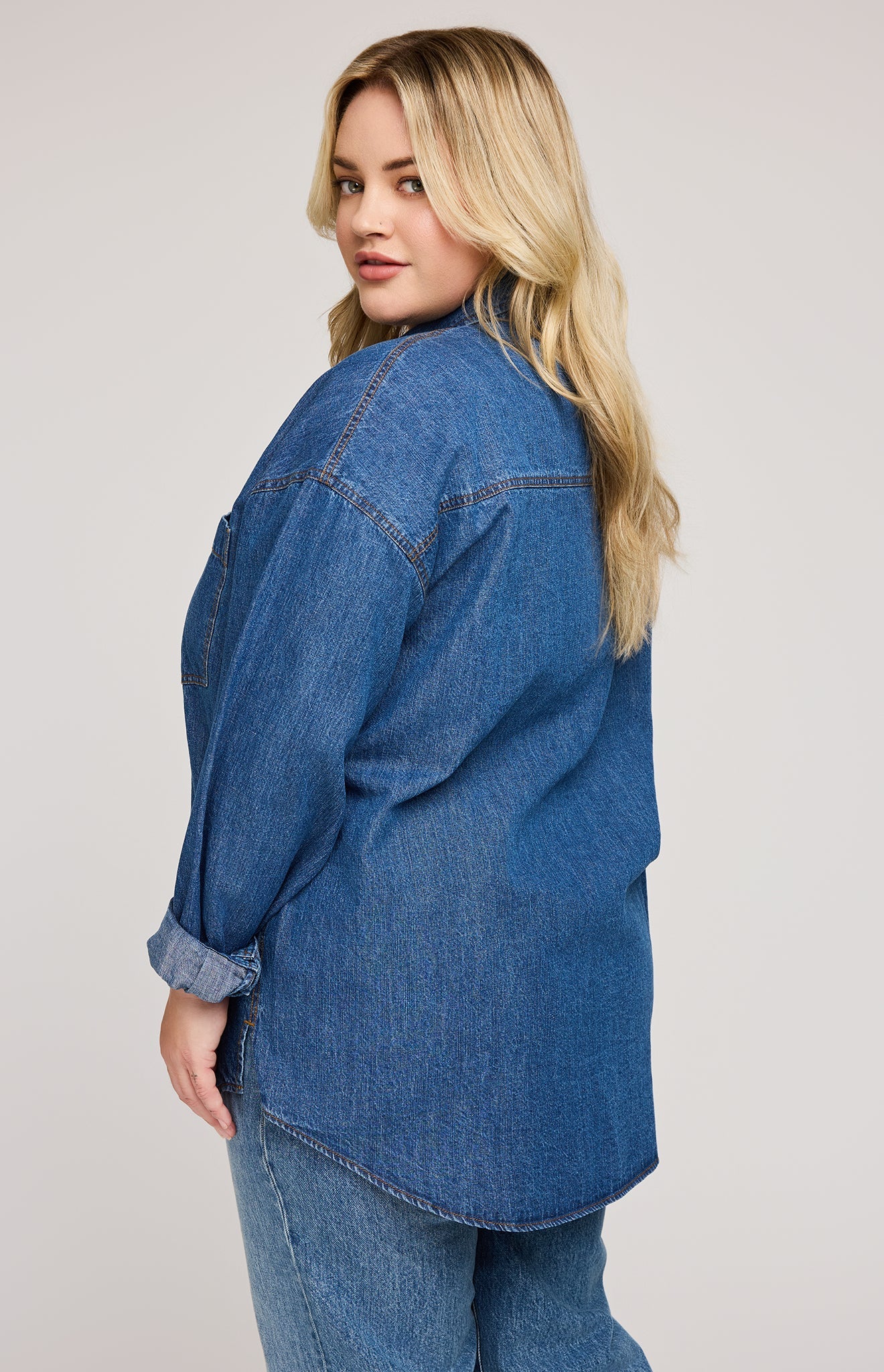 Whitney Denim Button Down Shirt - Medium Wash