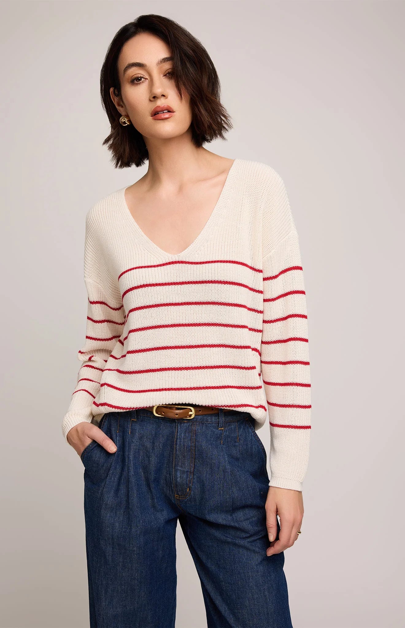 Tucker Knit Sweater - Red Stripe