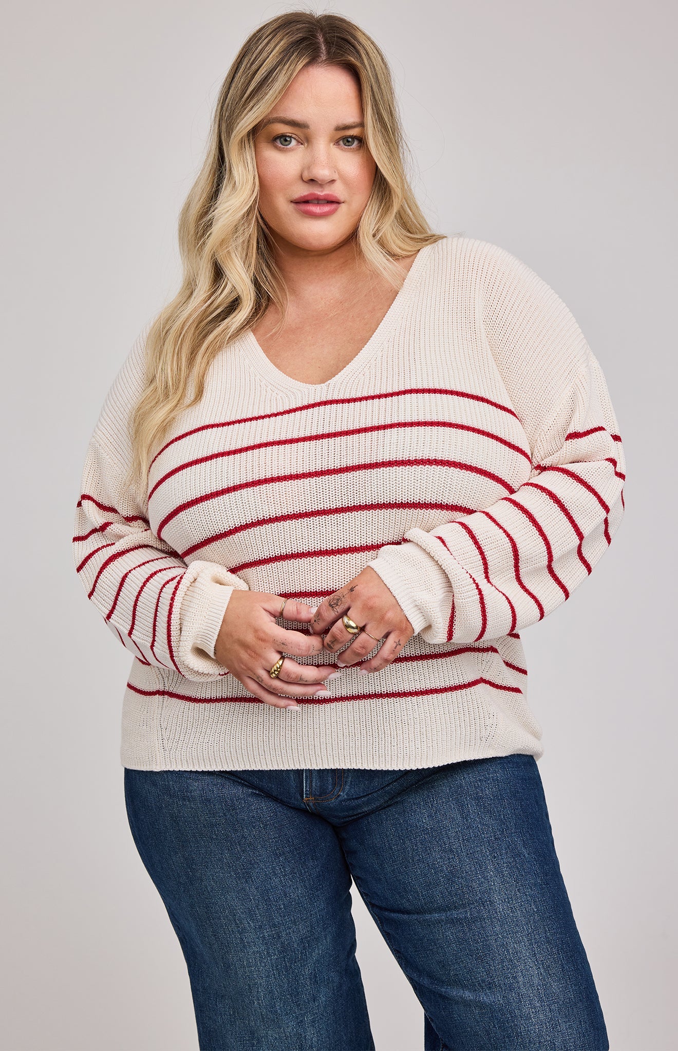 Tucker Knit Sweater - Red Stripe