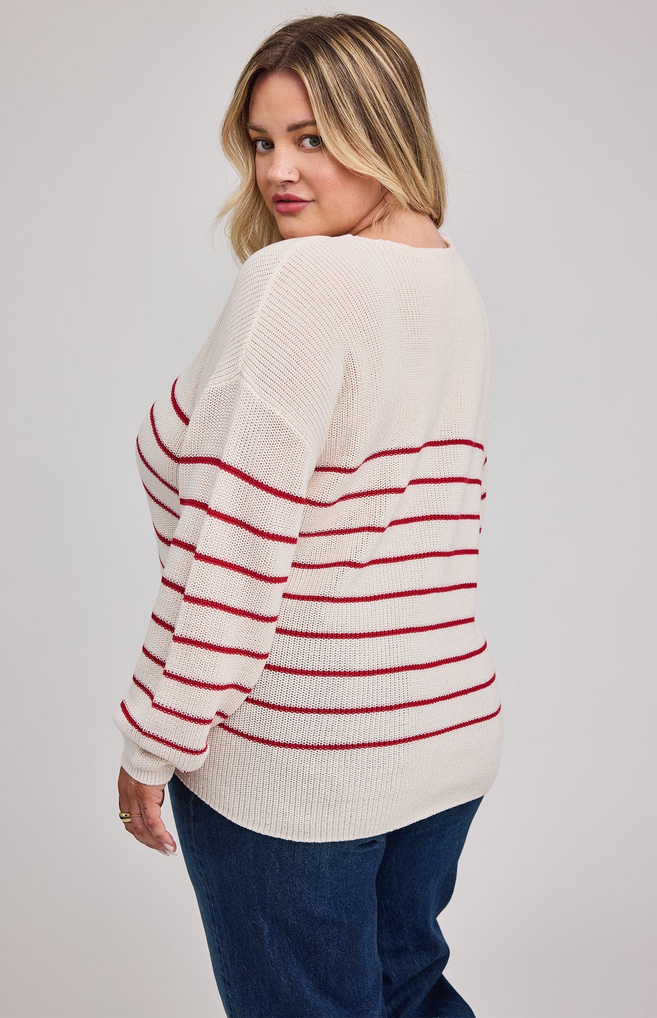 Tucker Knit Sweater - Red Stripe