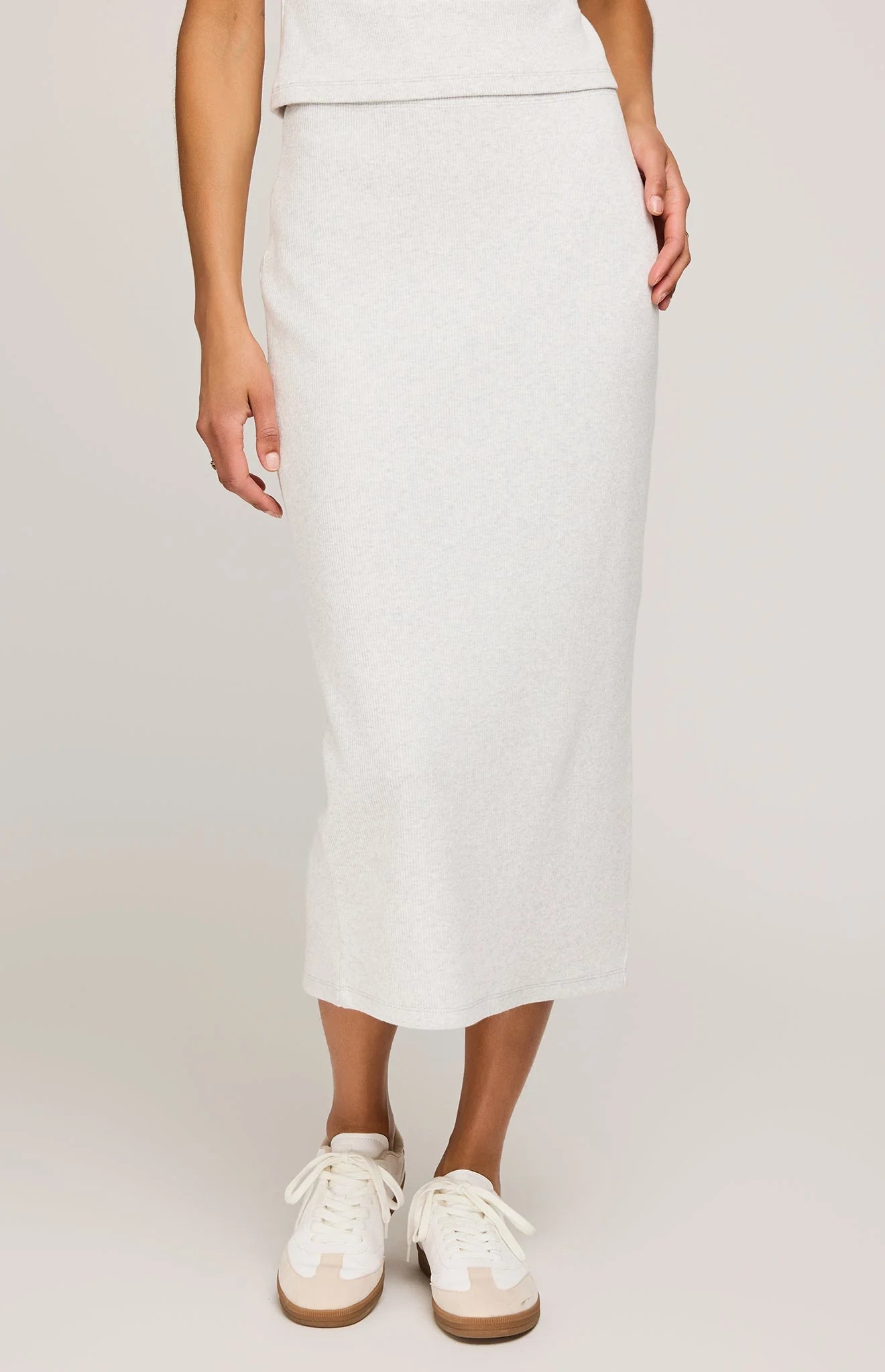 Catalina Ribbed Midi Skirt - Heather Ash
