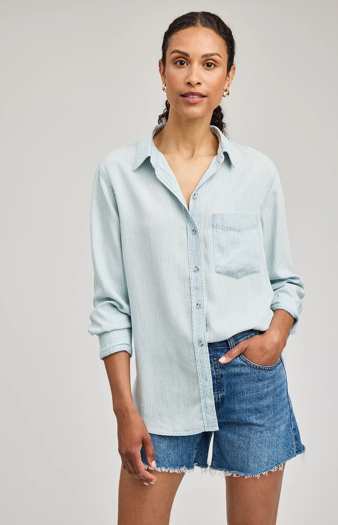 Ozzy Button Up Shirt - Blue Stripe