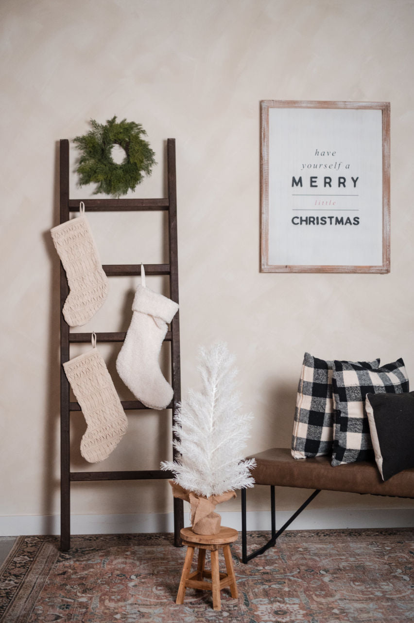Geometric Boho Stocking Ivory Crochet