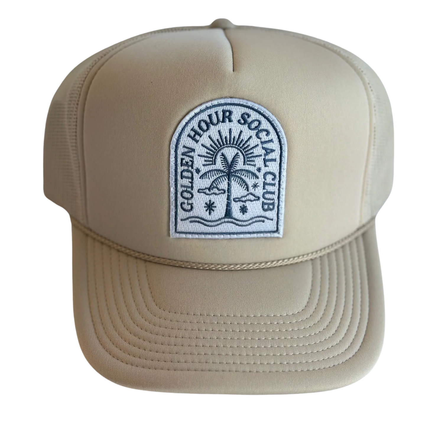 Golden Hour Social Club Patch Trucker Hat - Tan