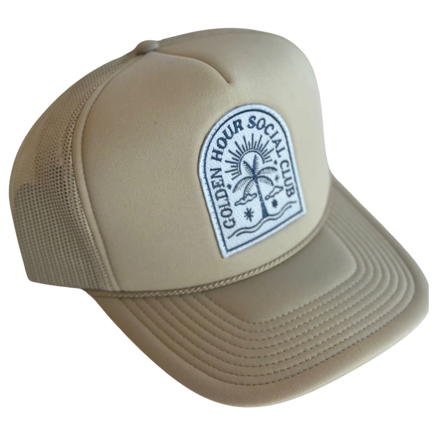 Golden Hour Social Club Patch Trucker Hat - Tan
