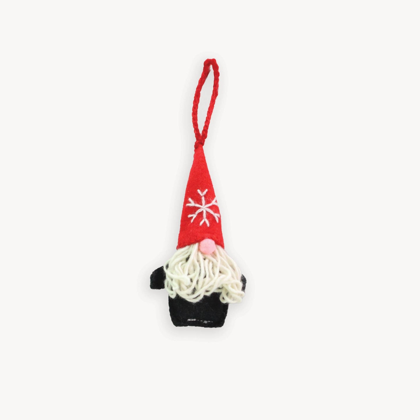 Hand Embroidered Ornament - Red Gnome