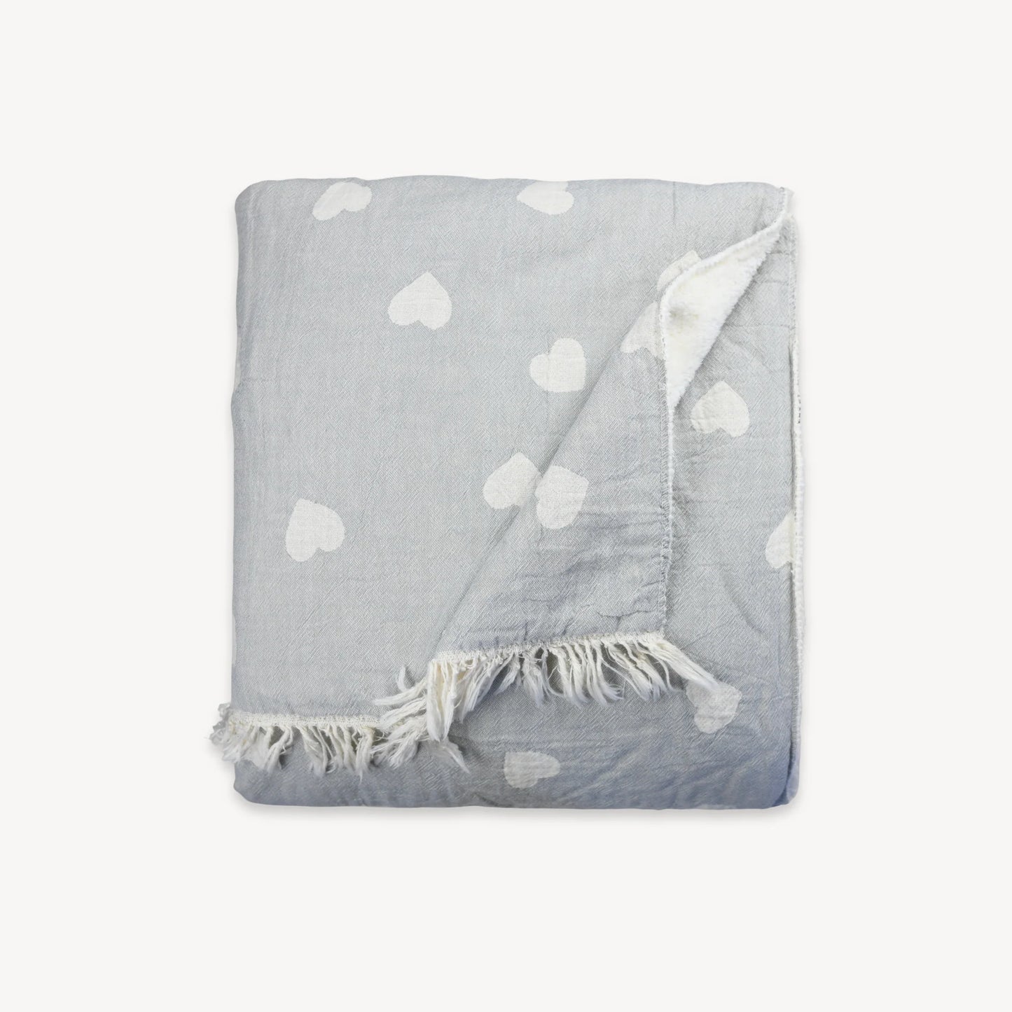 Have A Heart Fleece Lined Throw - Grey
