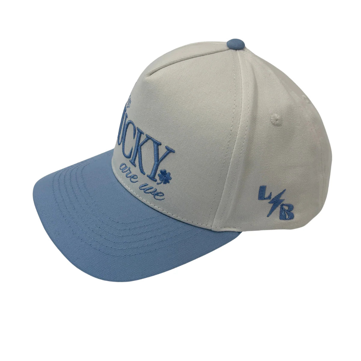 How Lucky are We Cotton Twill Hat - Ocean Blue + Natural