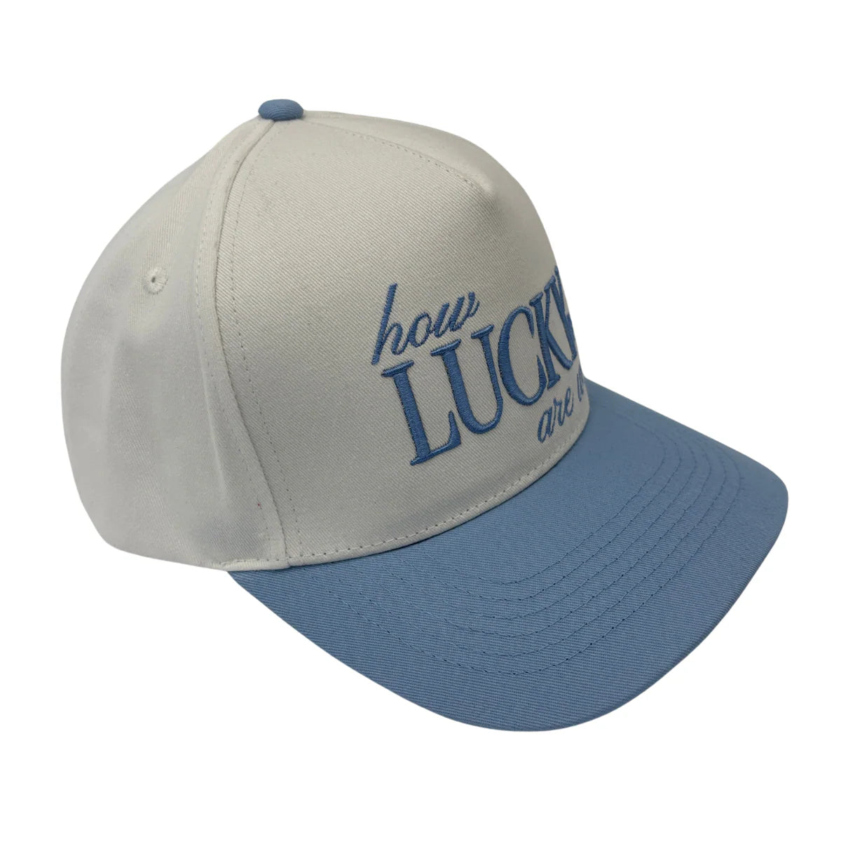 How Lucky are We Cotton Twill Hat - Ocean Blue + Natural