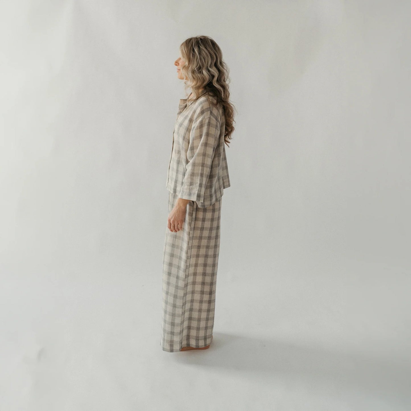 Grey Plaid Palazzo Pants - One- Sized