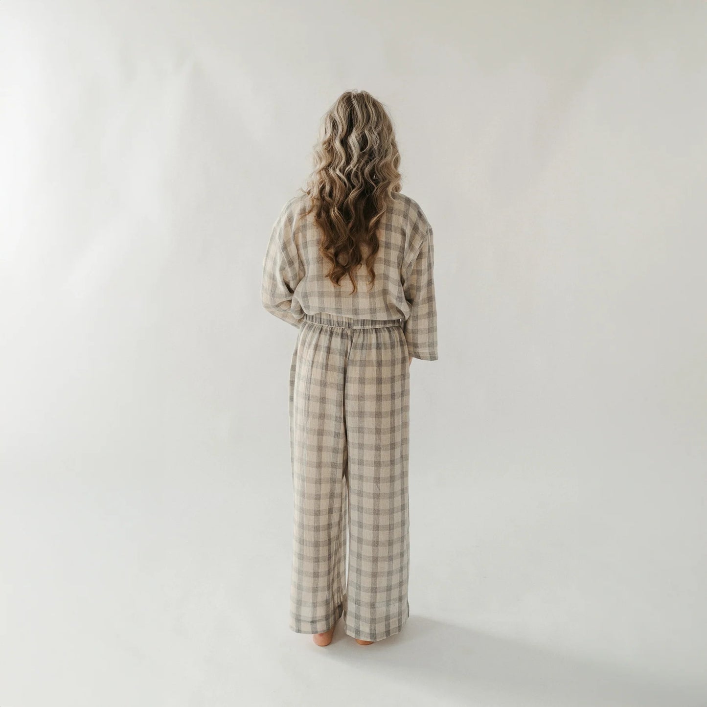 Grey Plaid Palazzo Pants - One- Sized