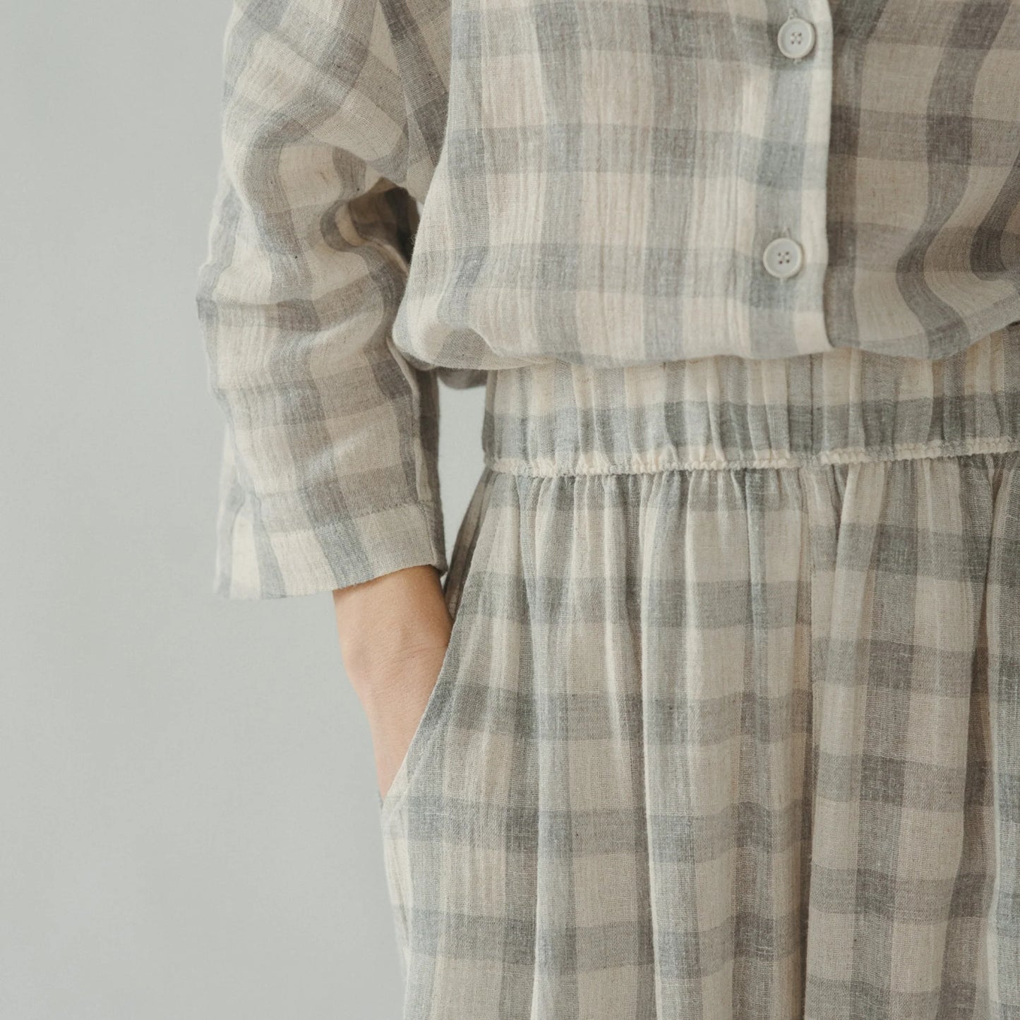 Grey Plaid Palazzo Pants - One- Sized