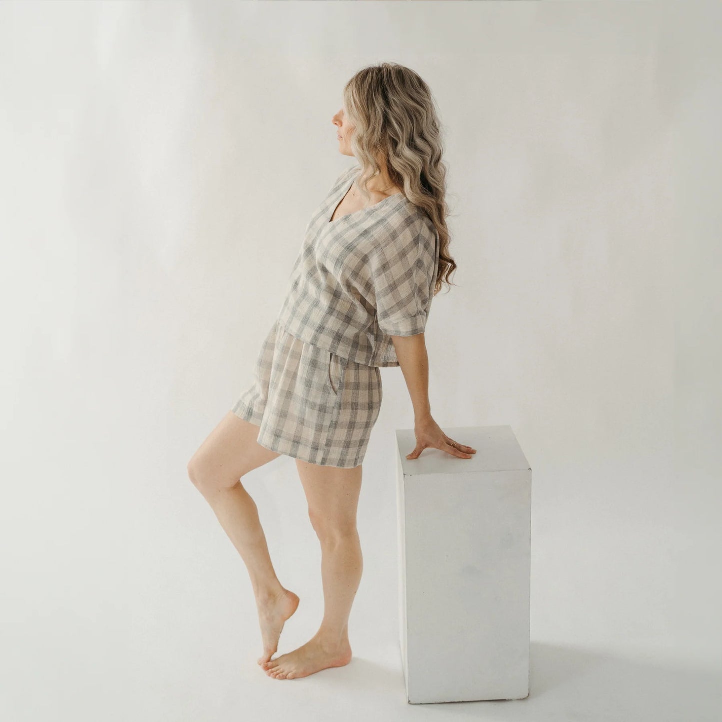 Grey Plaid Shorts - One-Sized