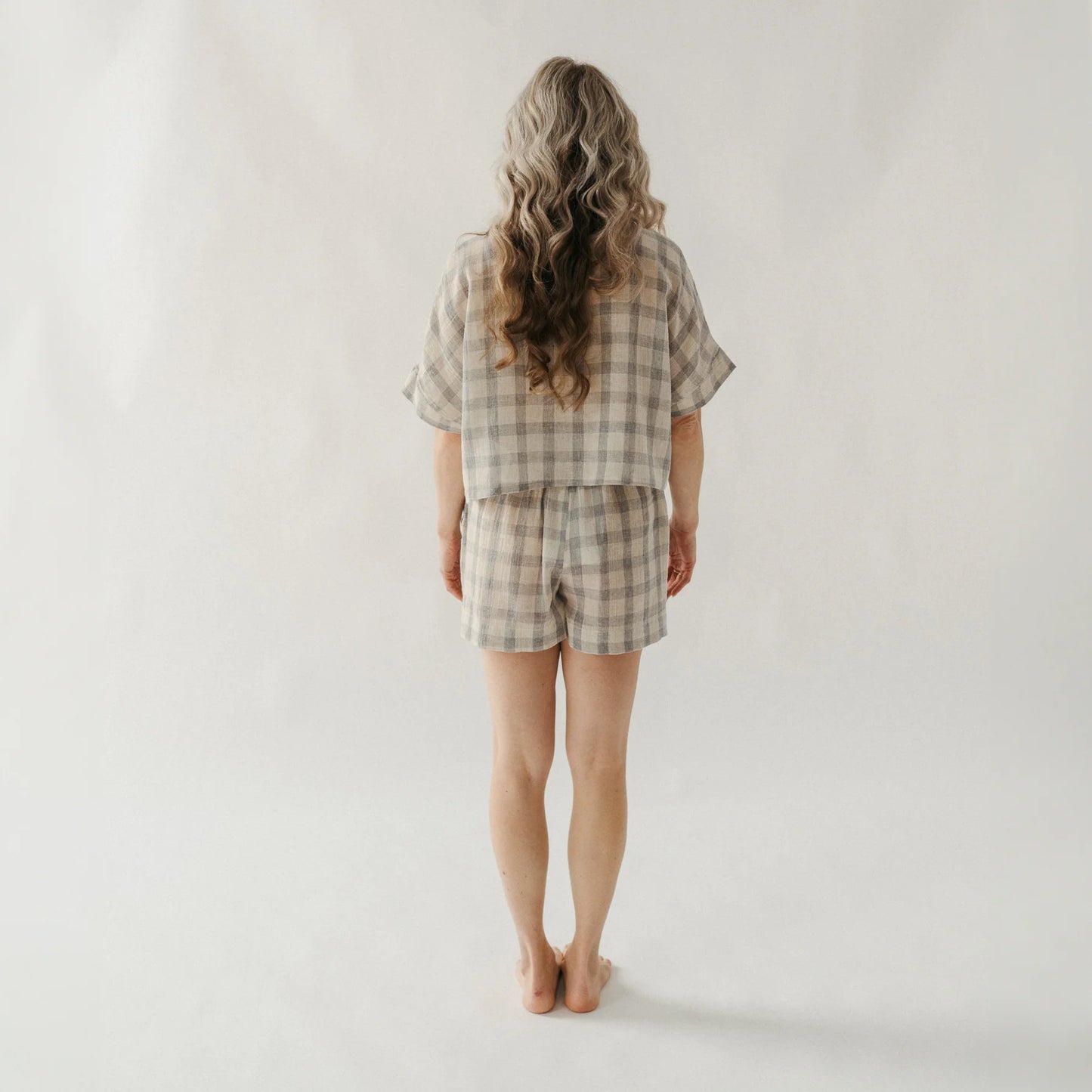 Grey Plaid Shorts - One-Sized