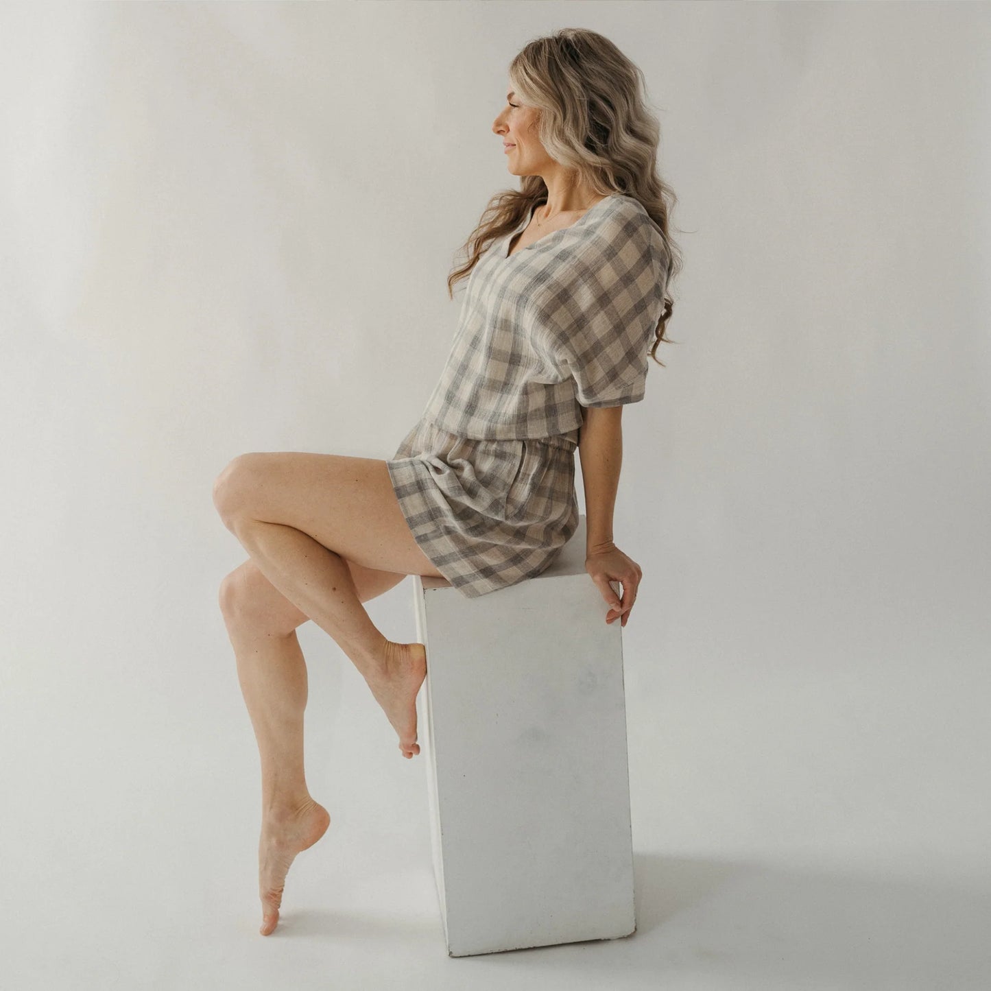 Grey Plaid Shorts - One-Sized