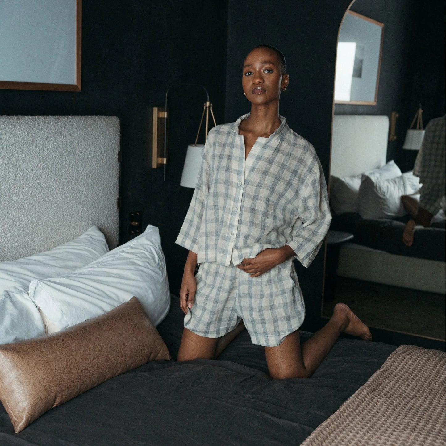 Grey Plaid Shorts - One-Sized