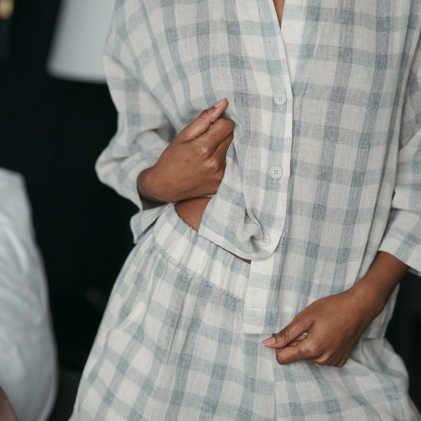 Grey Plaid Shorts - One-Sized