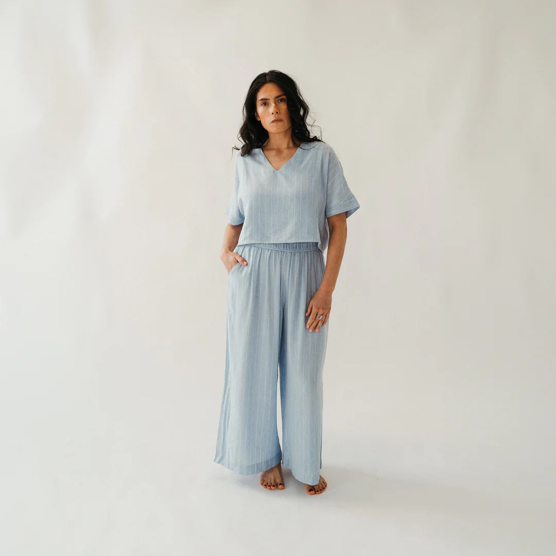 Blue Blend Palazzo Pants - One- Sized