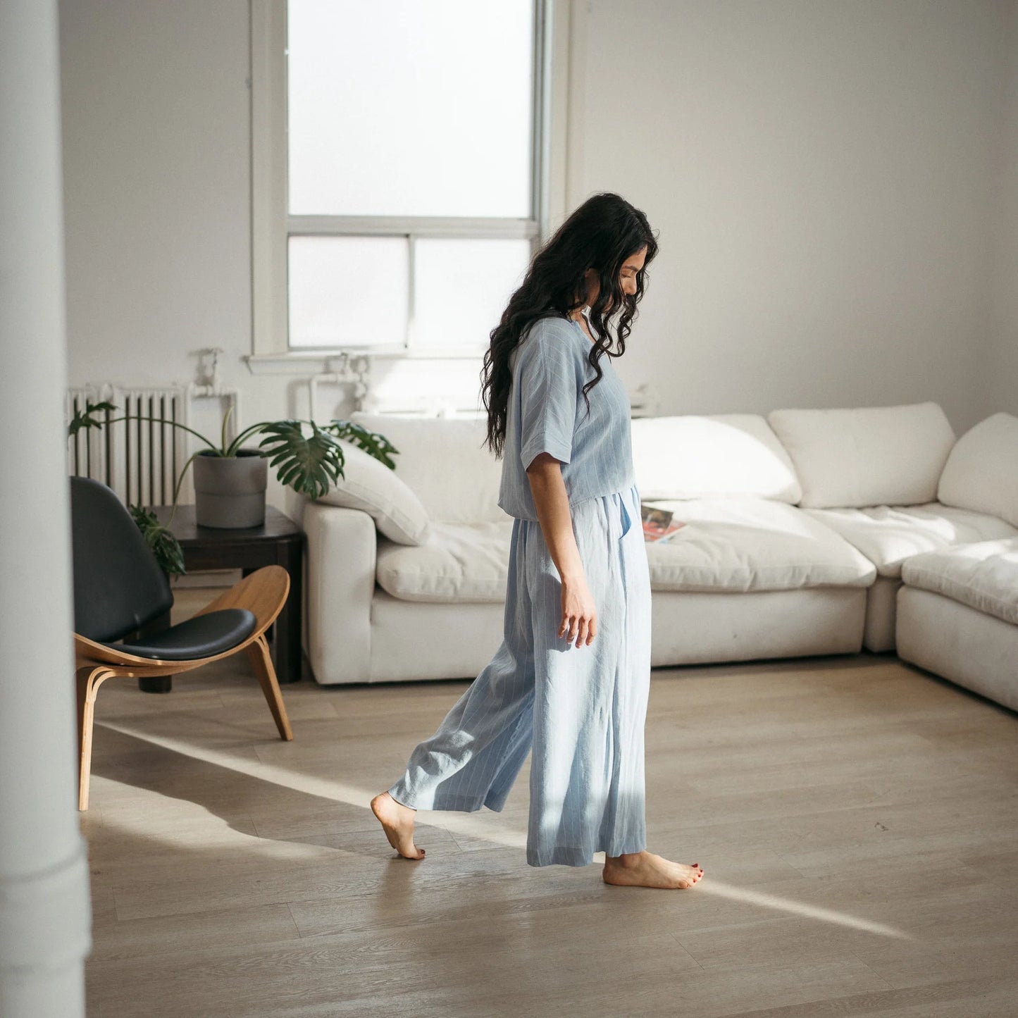 Blue Blend Palazzo Pants - One- Sized