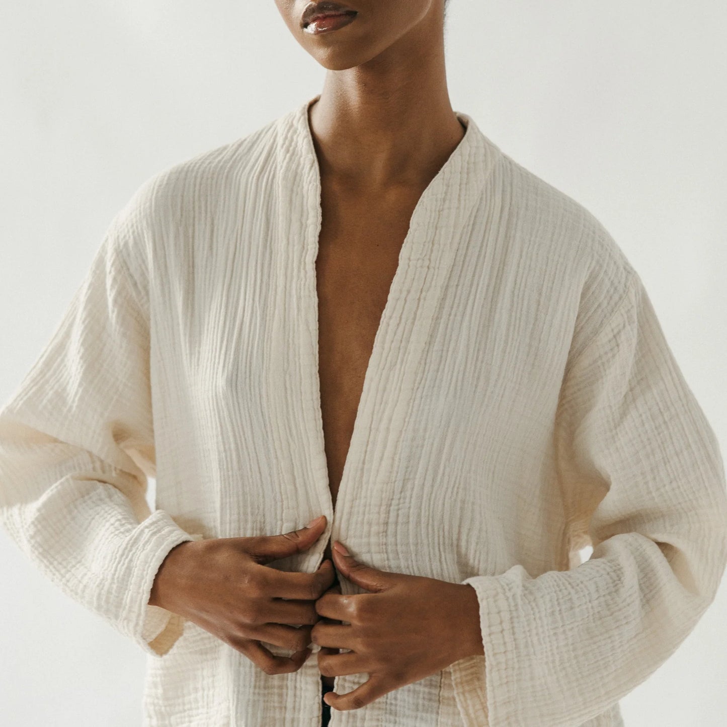 Crinkle Short Jacket - One-Sized - Cream