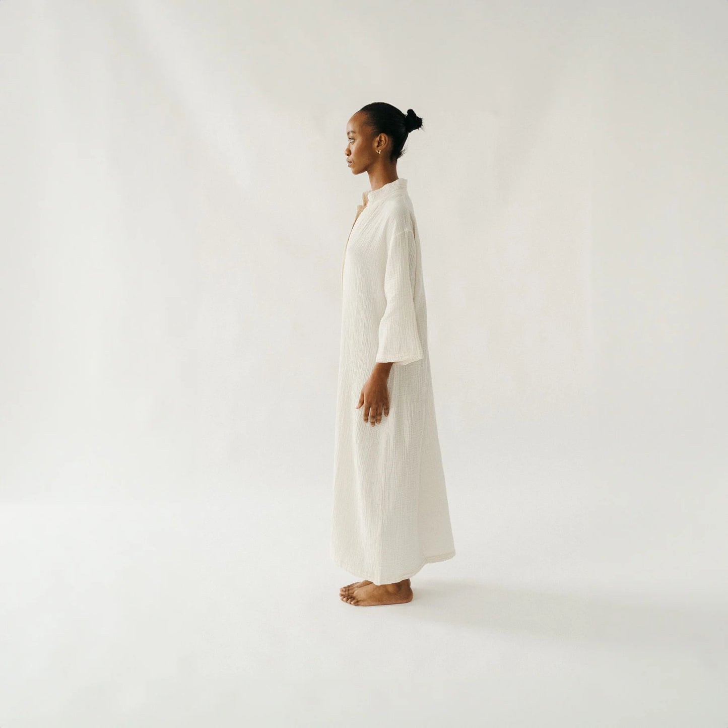 Crinkle Shirt Dress - Cream