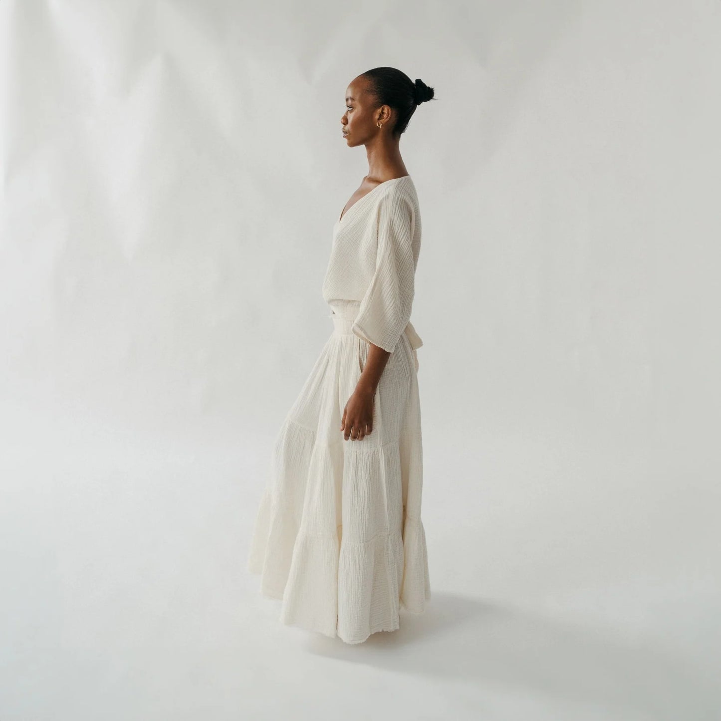Crinkle Skirt Pants - One-Sized - Cream