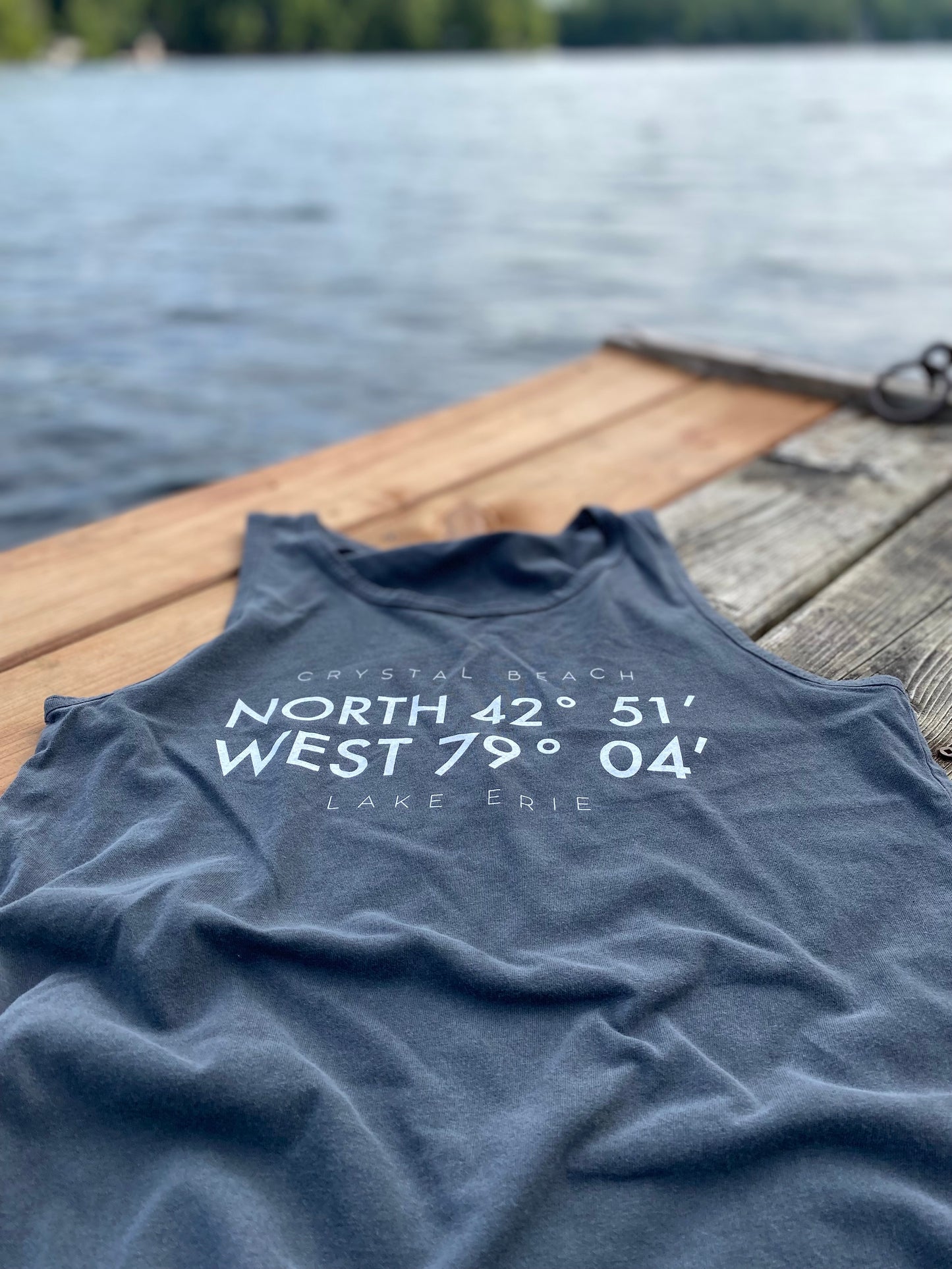 Crystal Beach Coordinates Tank - Washed Black