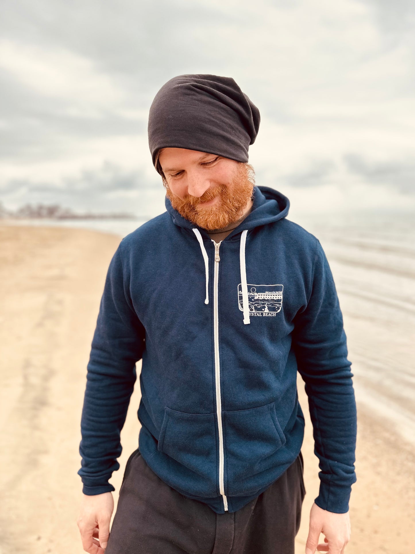 meet me at the boat launch Zip-Up Bamboo Fleece Hoodie - Navy
