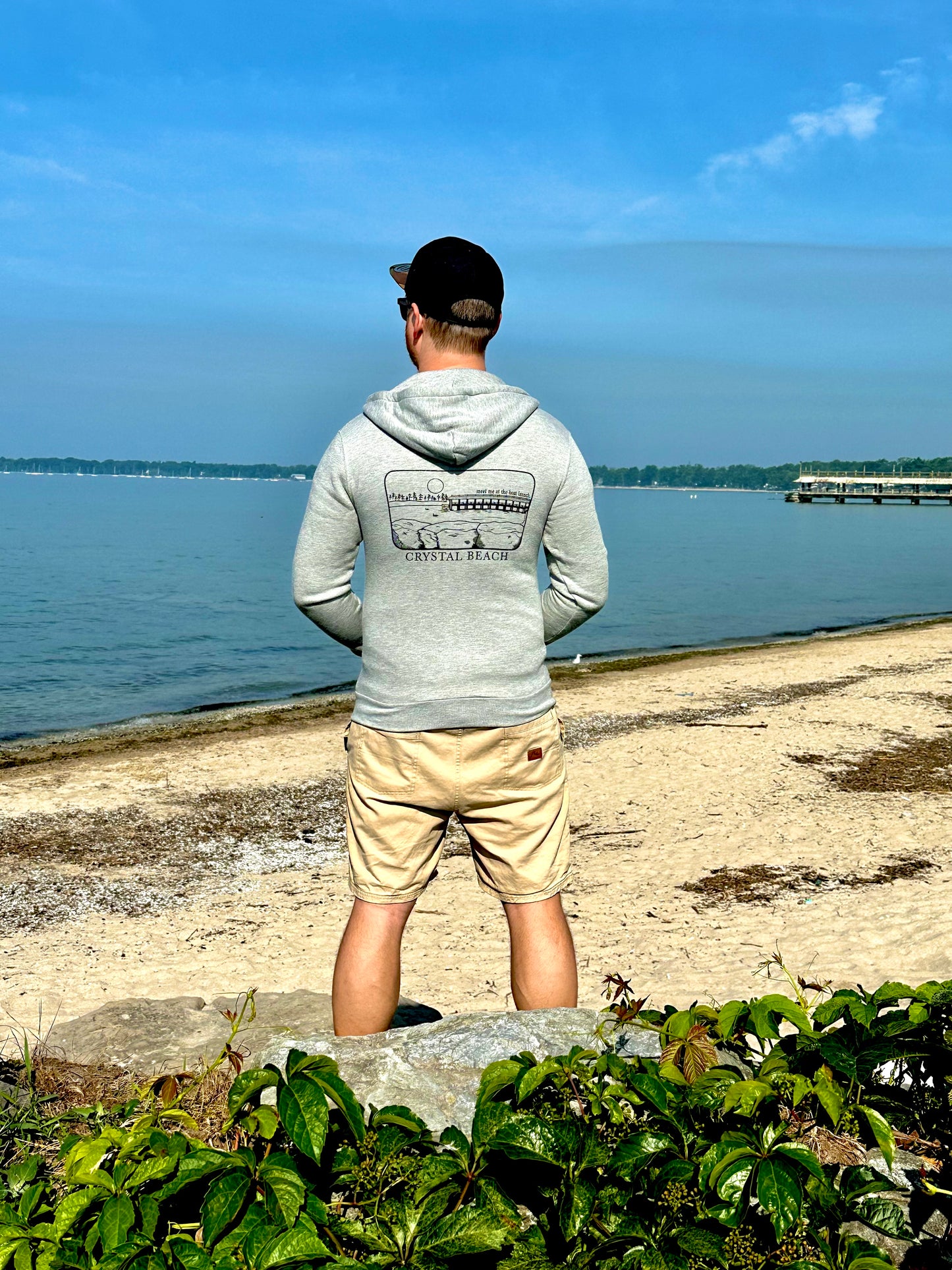 meet me at the boat launch Zip-Up Bamboo Fleece Hoodie - Heather Grey