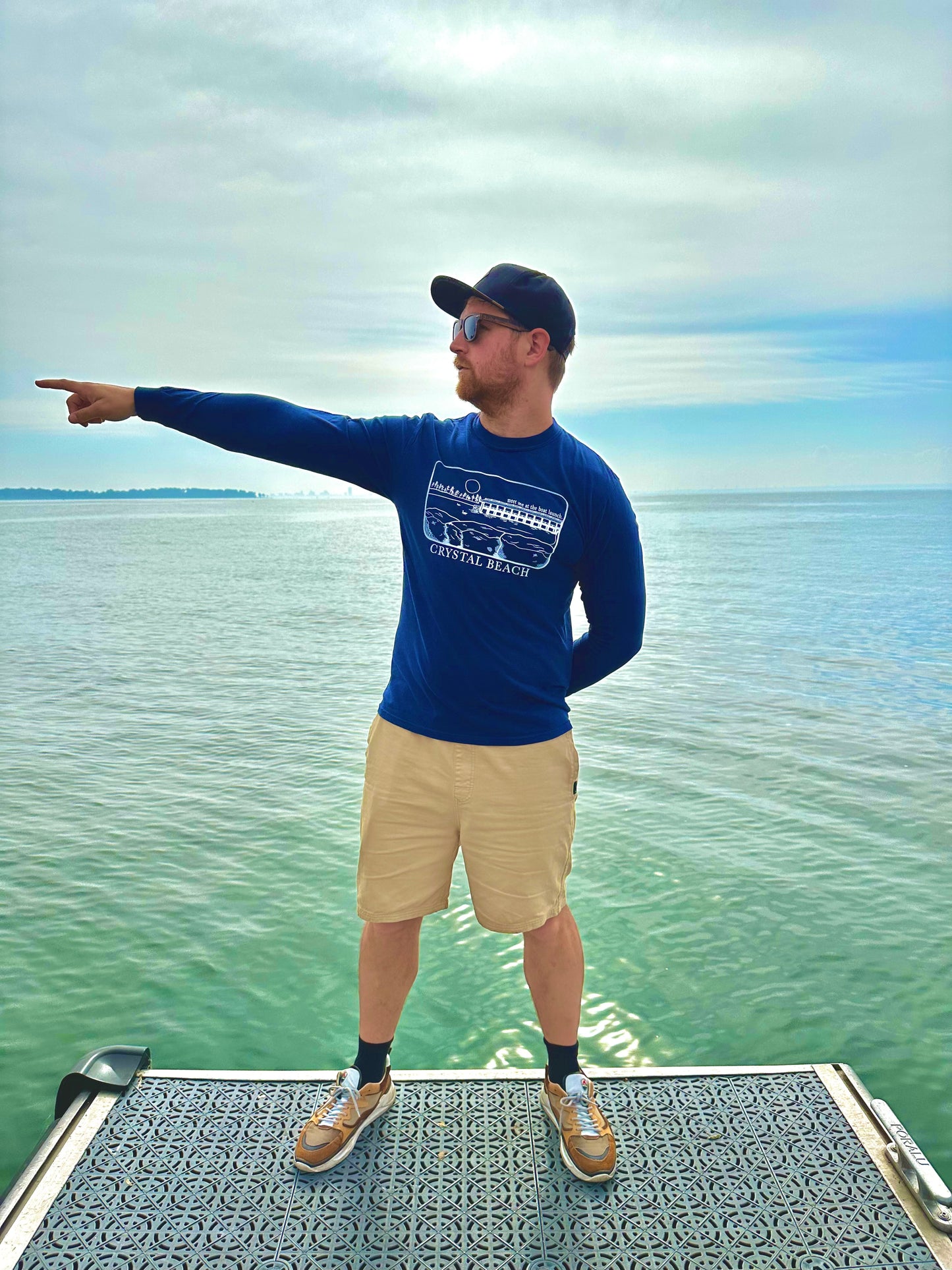 meet me at the boat launch Long Sleeve Tee - Navy