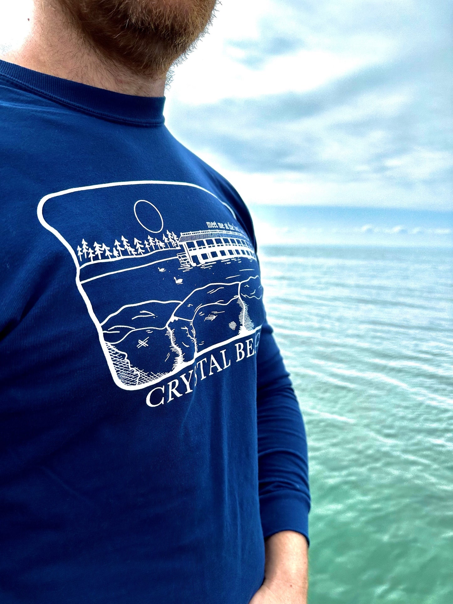 meet me at the boat launch Long Sleeve Tee - Navy