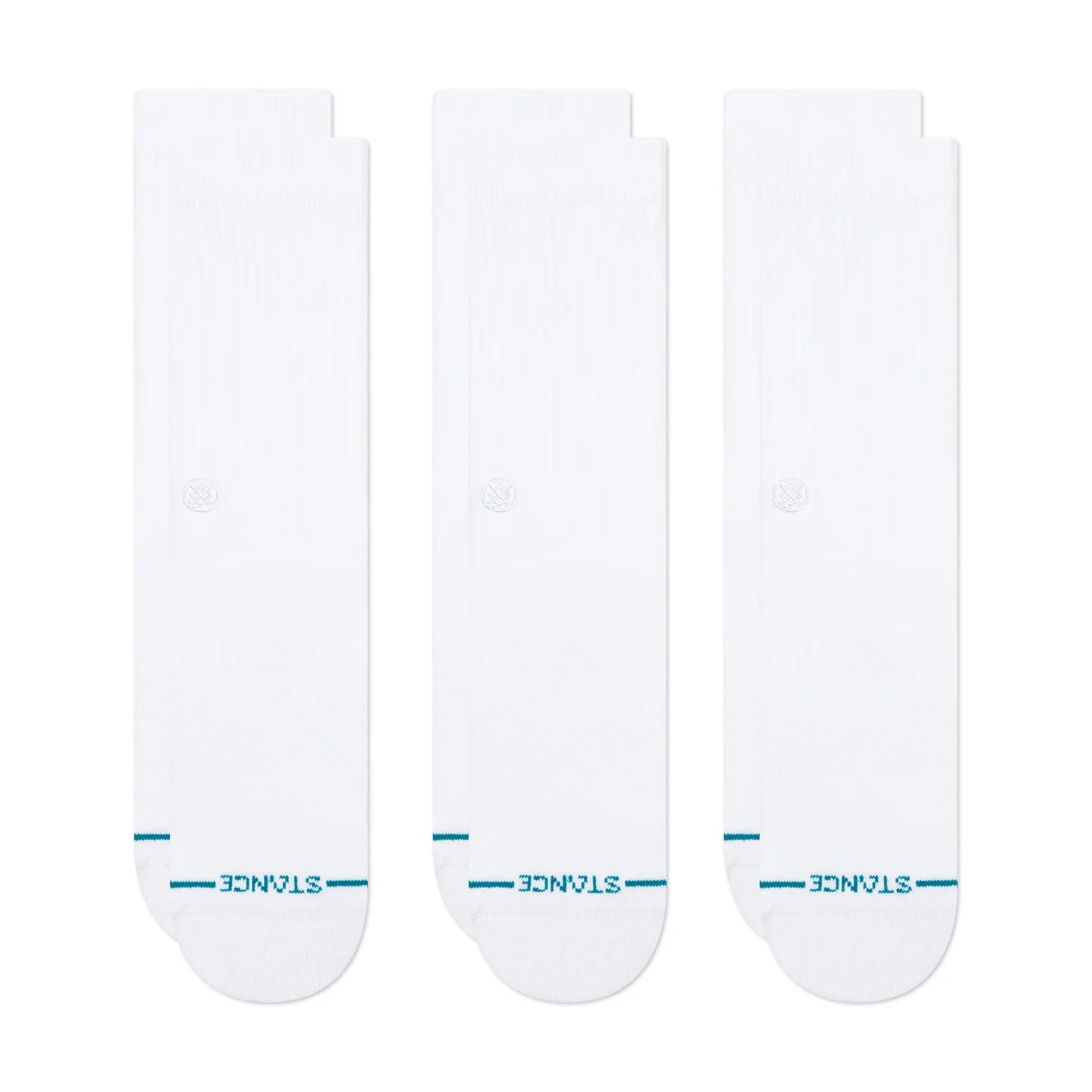 Icon Crew Socks 3 Pack - White / White