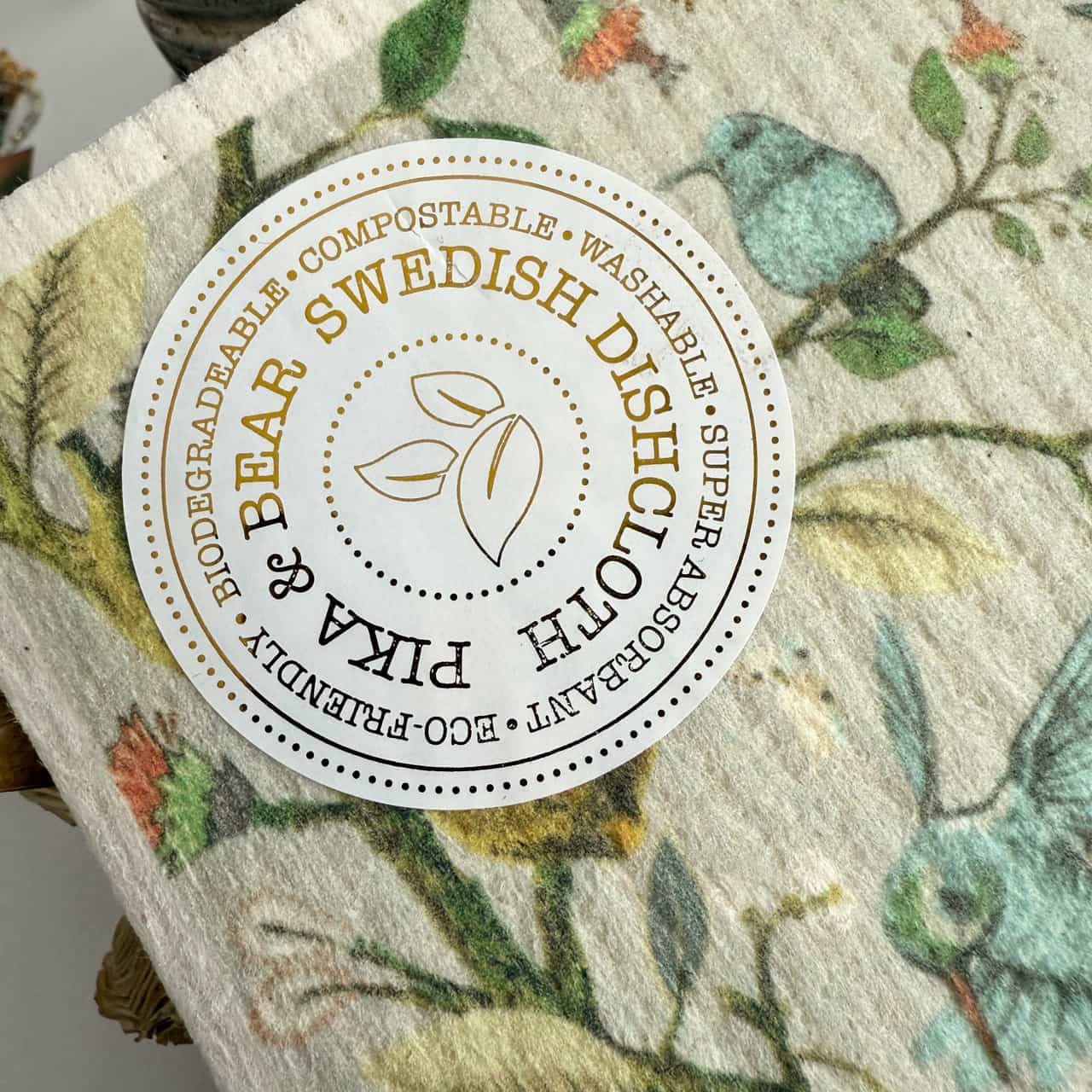 Jacobean Hummingbird & Flower Design Swedish Dishcloth