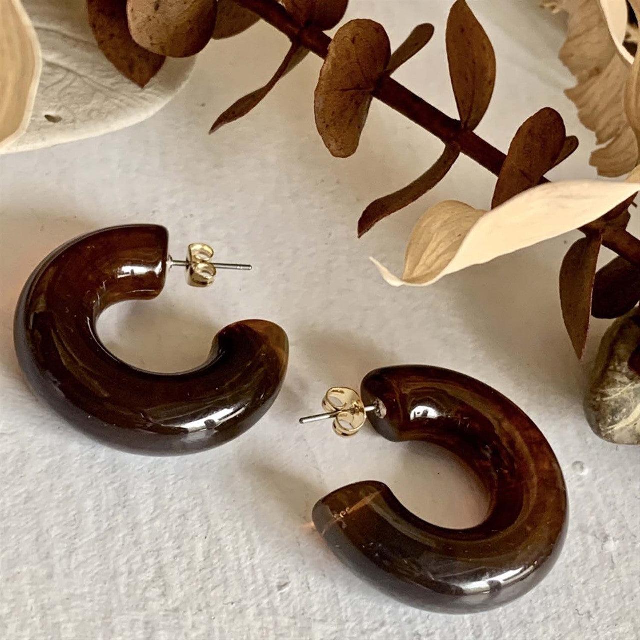 Jean - 35mm Acetate Hoop Earrings in Tortoise Shell