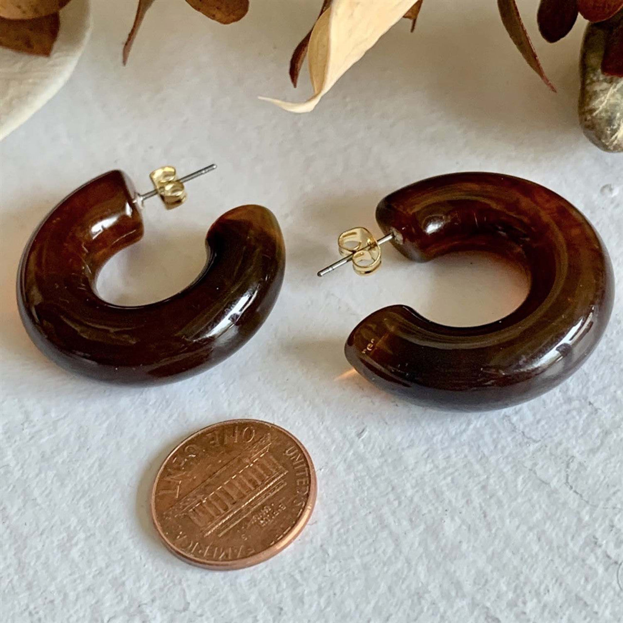 Jean - 35mm Acetate Hoop Earrings in Tortoise Shell