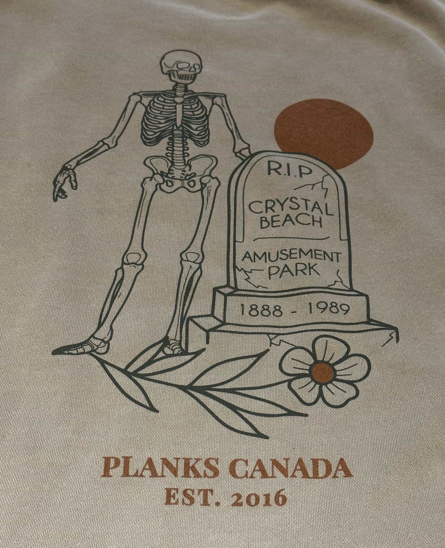 John E. RIP Crystal Beach Amusement Park Crewneck - Sandstone