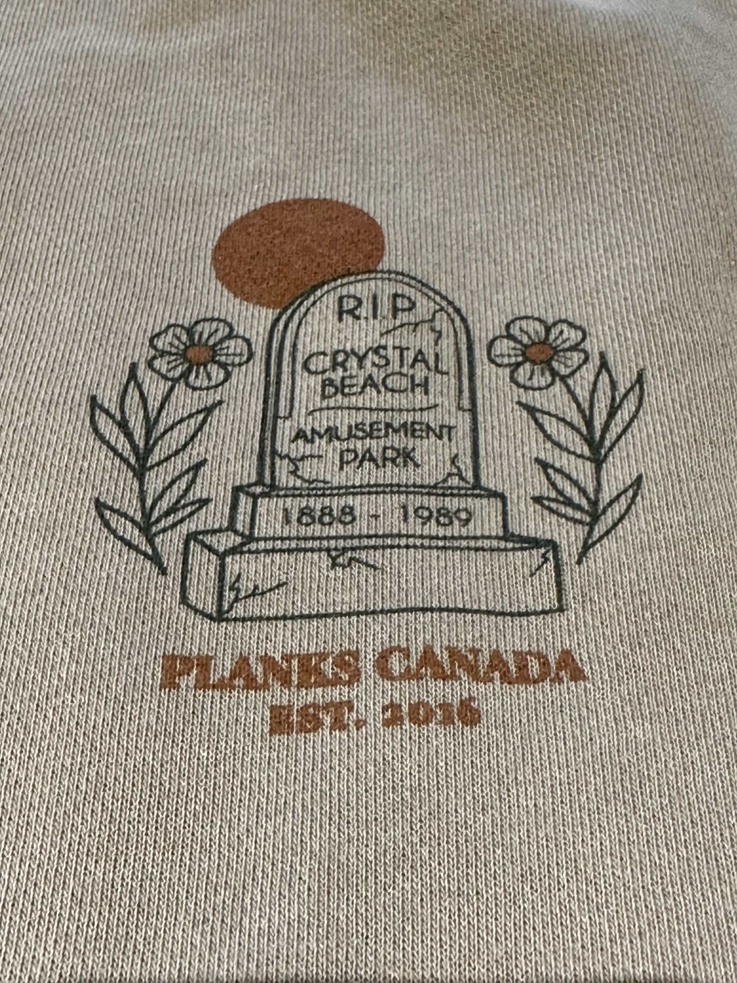 John E. RIP Crystal Beach Amusement Park Crewneck - Sandstone