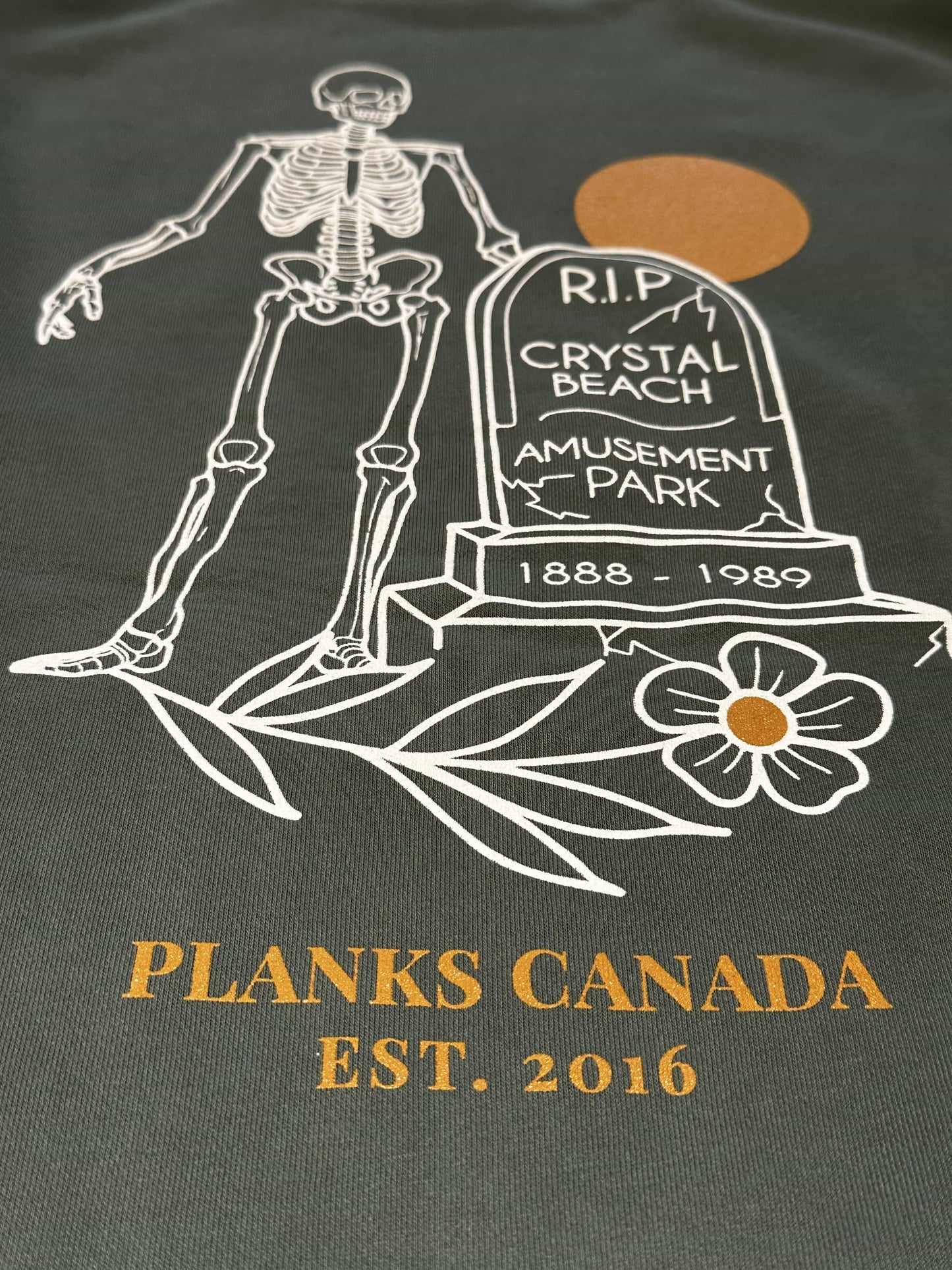 John E. RIP Crystal Beach Amusement Park Crewneck - Swamp