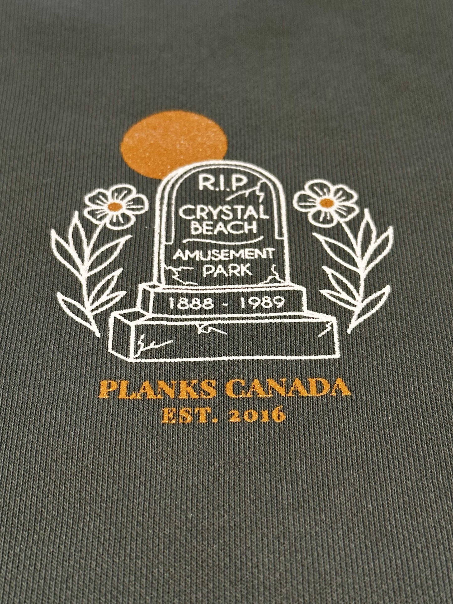 John E. RIP Crystal Beach Amusement Park Crewneck - Swamp