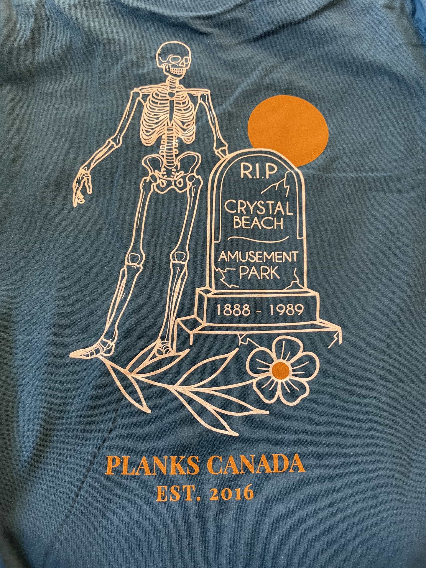 John E. RIP Crystal Beach Amusement Park Tee - Deep Teal