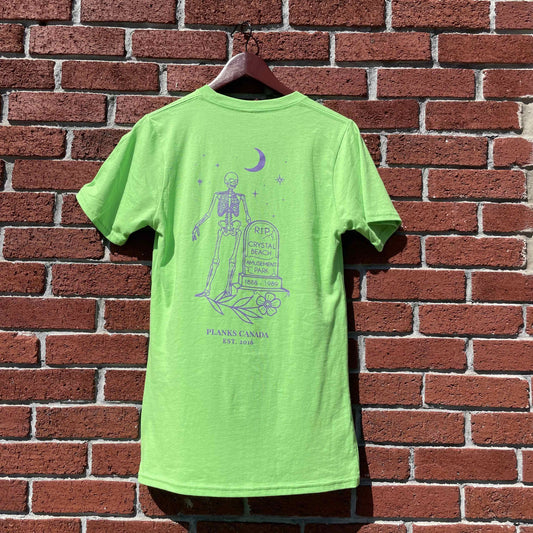 John E. RIP Crystal Beach Amusement Park Tee - Lime