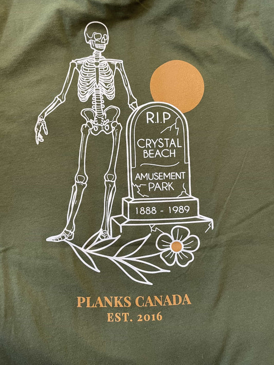 John E. RIP Crystal Beach Amusement Park Tee - Olive