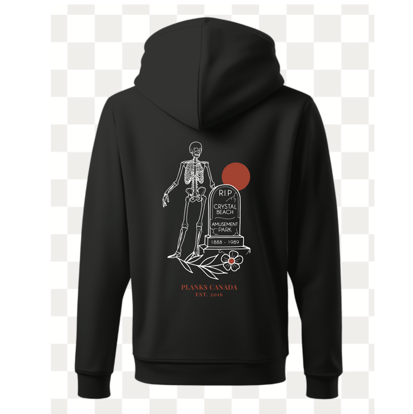 John E. RIP Crystal Beach Amusement Park Zip-Up Bamboo Fleece Hoodie - Black